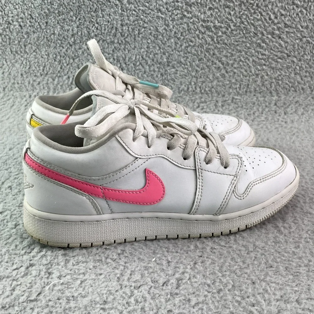 Nike Air Jordan 1 Retro Youth 5.5 Low White Neon GS Sportswear Casual Streetwear
